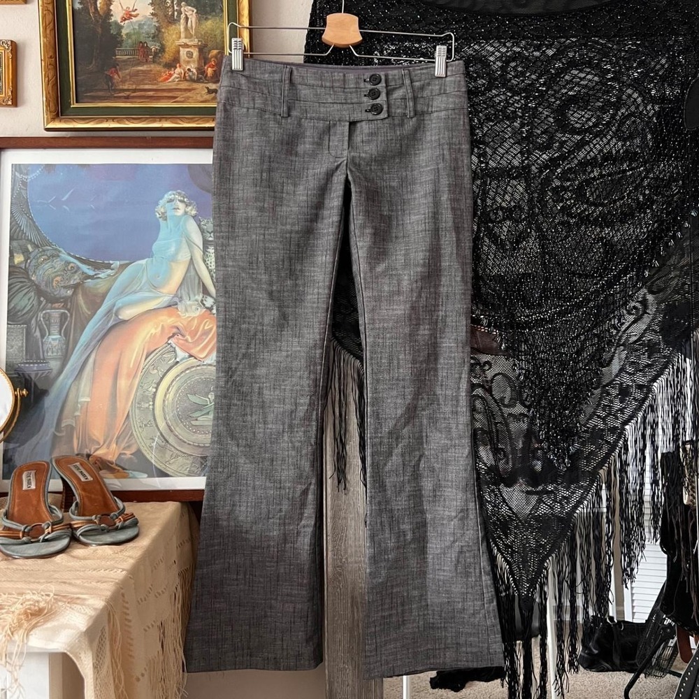 Spring Street Vintage Y2K Low Rise Flared Pants Grey Office Siren Size 1